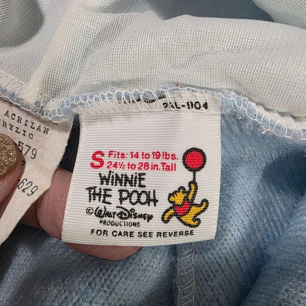 Vintage Disney Winnie The Pooh Baby Bunting‎ Fleece Footed Pajamas Blue Small